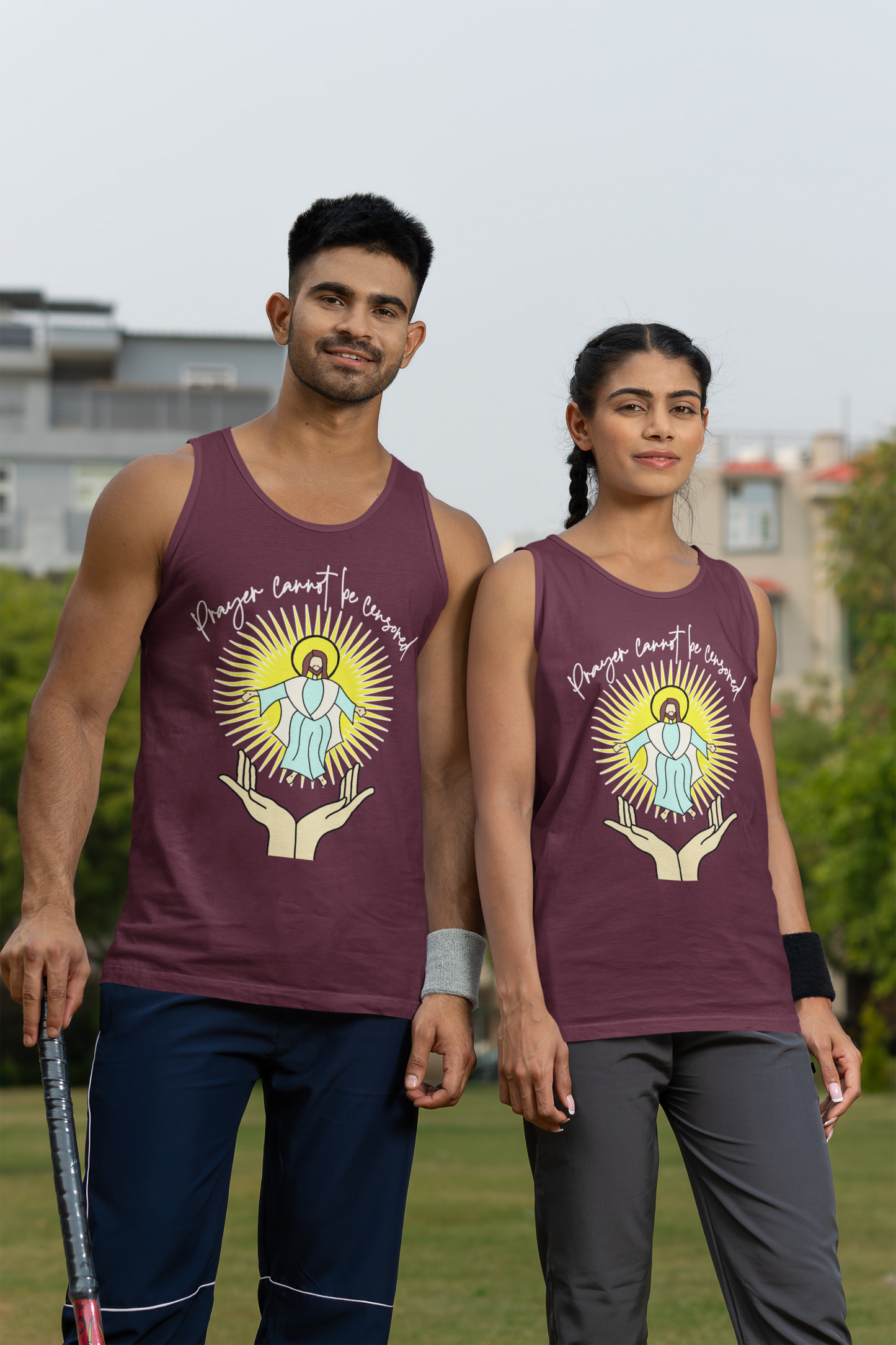 PRAYER CANNOT BE CENSORED Medium Weight Patriotic Christian Tank Top (S-2XL):  Men's & Women's 5200 - FREE SHIPPING