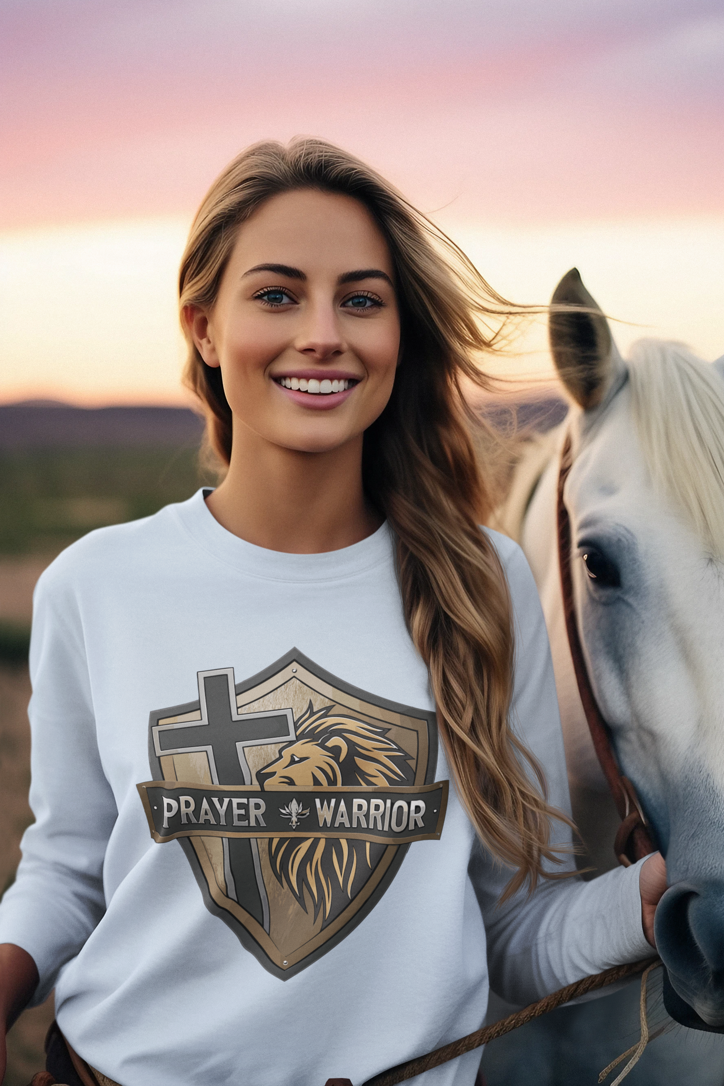 PRAYER WARRIOR Heavy Weight Christian Long Sleeve T-Shirt (S-2XL):  Women's Gildan 2400 - FREE SHIPPING