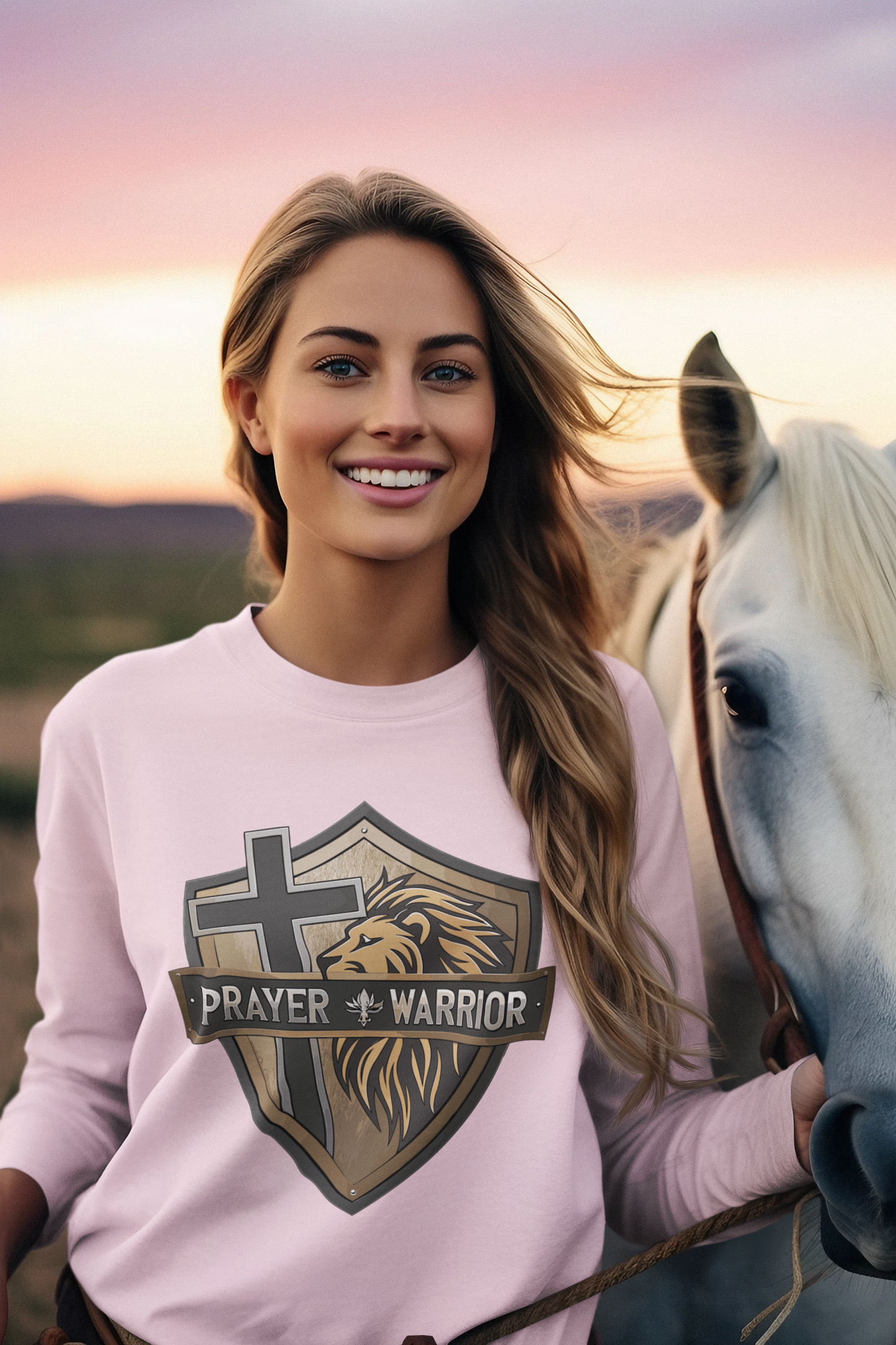 PRAYER WARRIOR Heavy Weight Christian Long Sleeve T-Shirt (S-2XL):  Women's Gildan 2400 - FREE SHIPPING