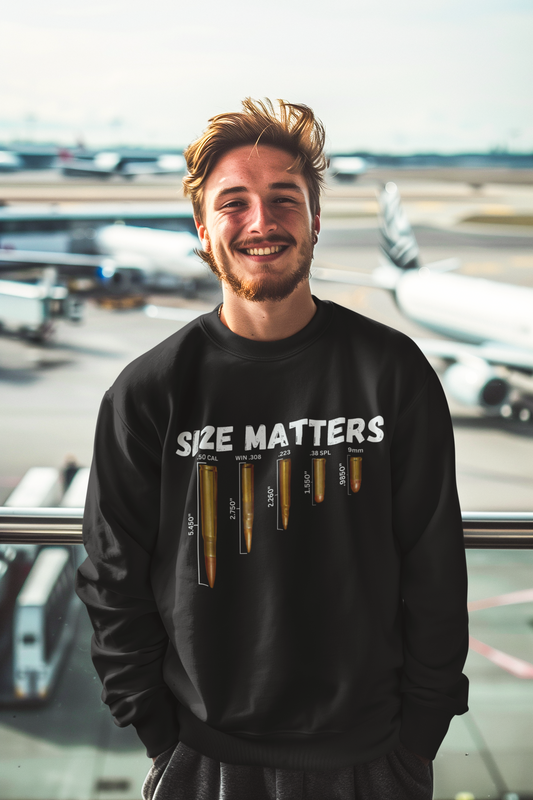 SIZE MATTERS Heavy Weight Patriotic Sweatshirt (S-5XL):  Men's Gildan 18000 - FREE SHIPPING