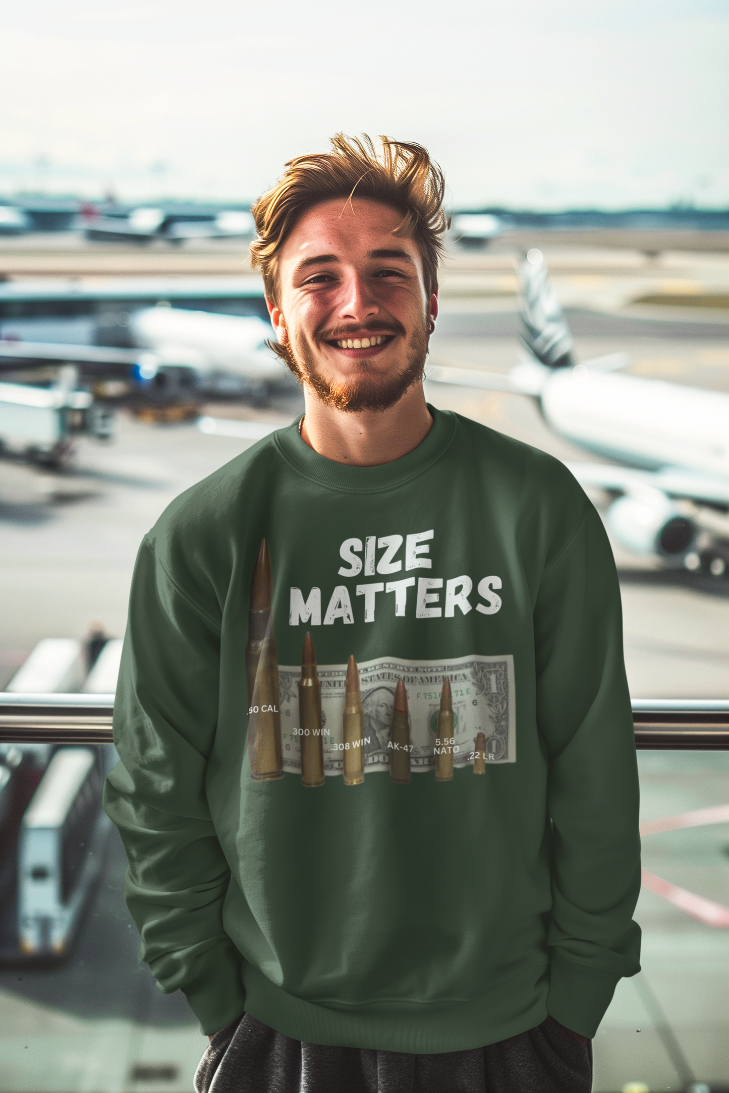 SIZE MATTERS Heavy Weight Patriotic Sweatshirt (S-5XL):  Men's Gildan 18000 - FREE SHIPPING