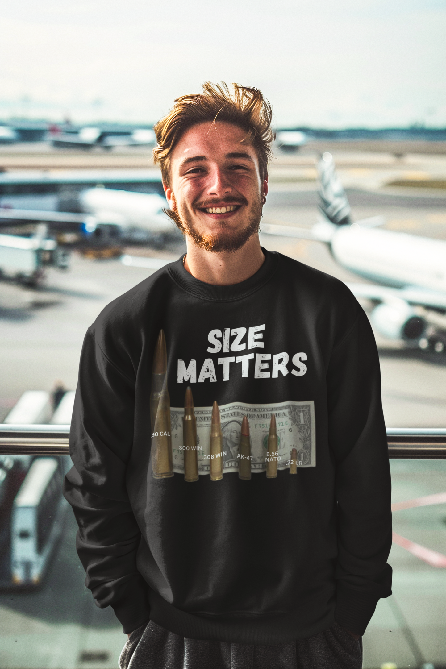 SIZE MATTERS Heavy Weight Patriotic Sweatshirt (S-5XL):  Men's Gildan 18000 - FREE SHIPPING