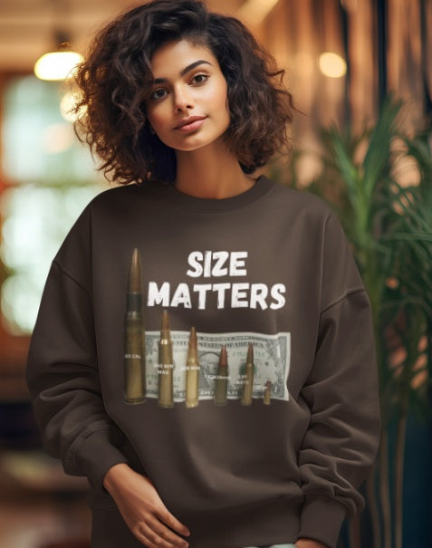 SIZE MATTERS Heavy Weight Patriotic Sweatshirt (S-5XL):  Women's Gildan 18000 - FREE SHIPPING