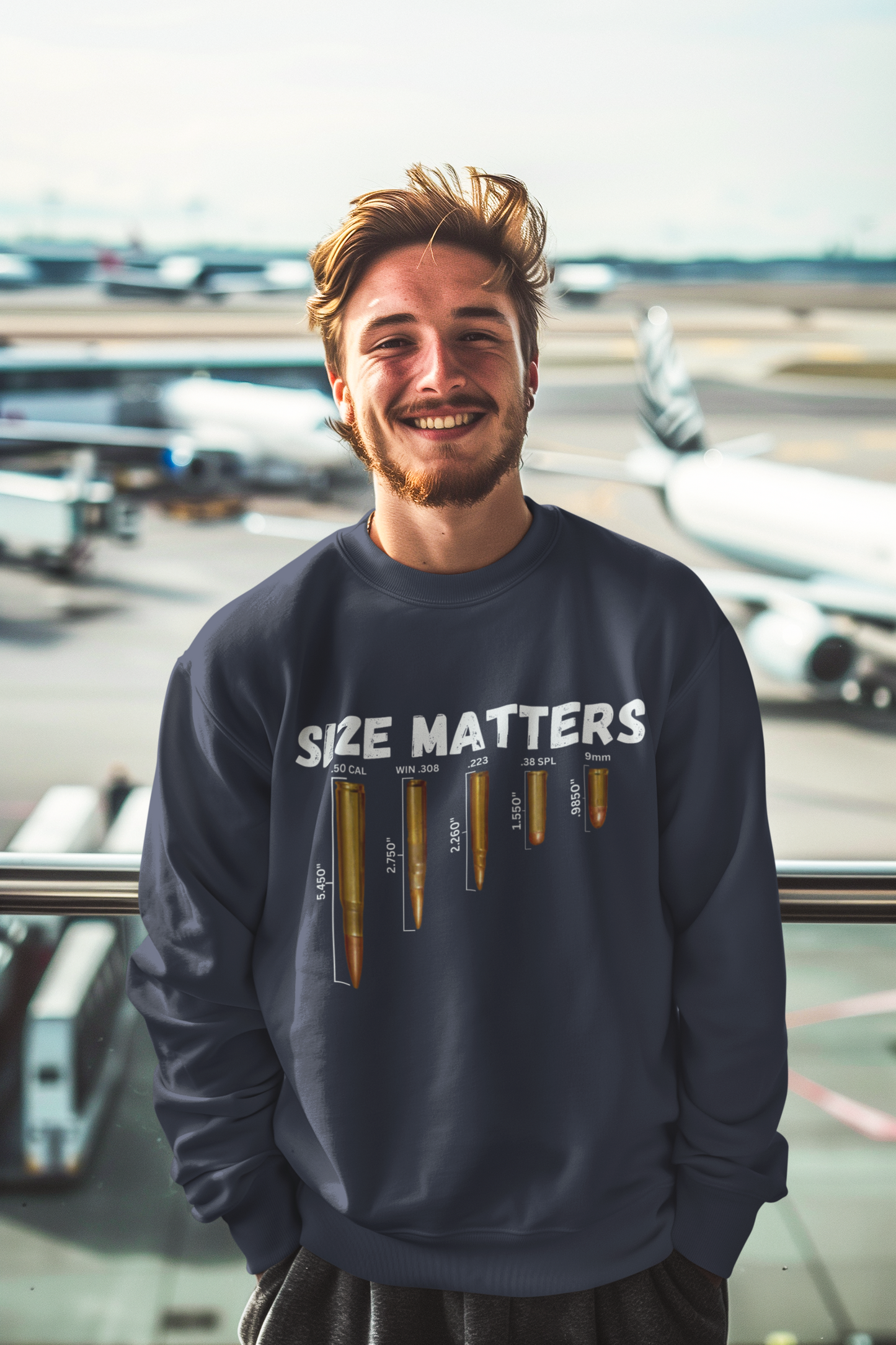 SIZE MATTERS Heavy Weight Patriotic Sweatshirt (S-5XL):  Men's Gildan 18000 - FREE SHIPPING