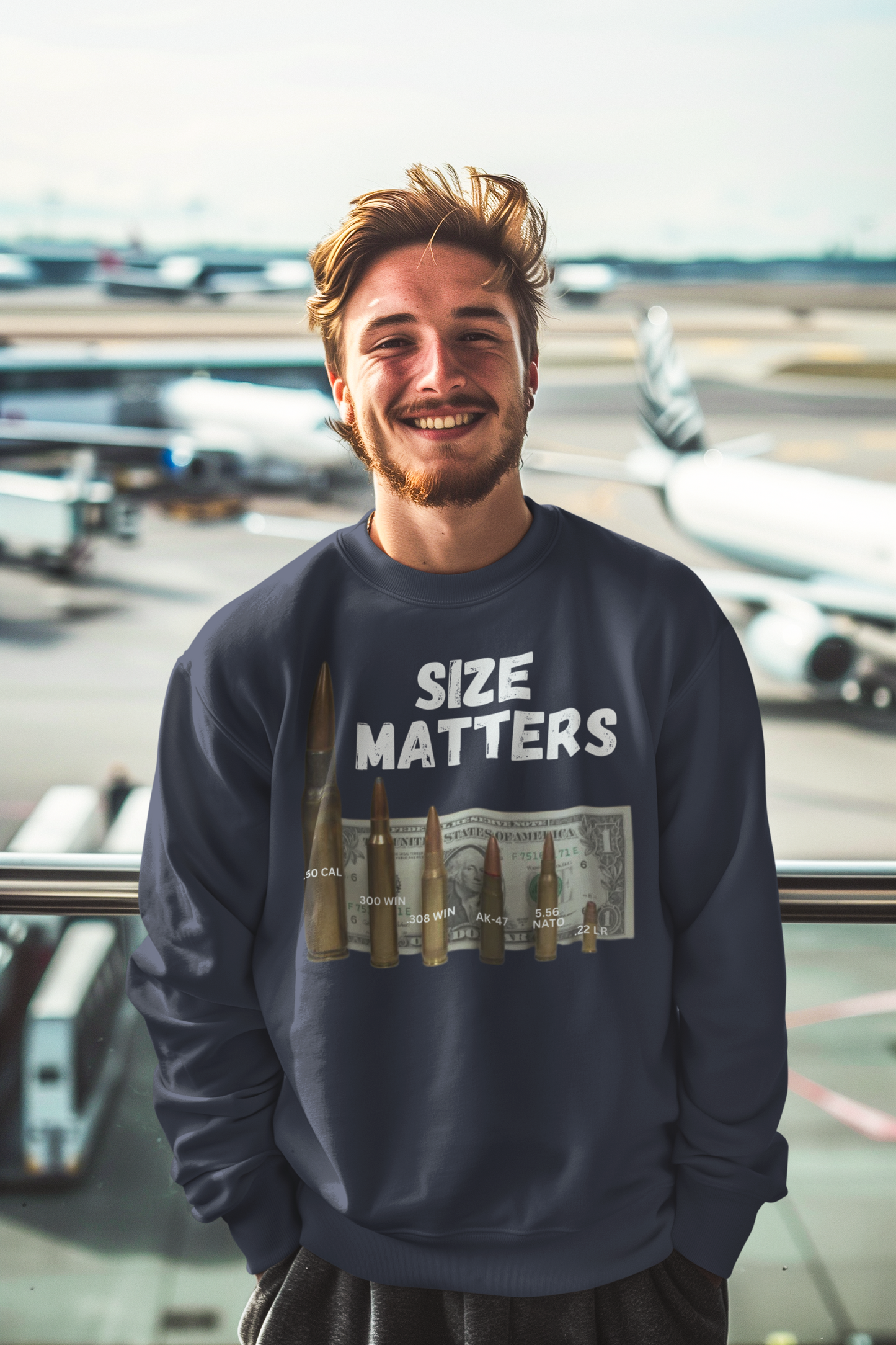 SIZE MATTERS Heavy Weight Patriotic Sweatshirt (S-5XL):  Men's Gildan 18000 - FREE SHIPPING