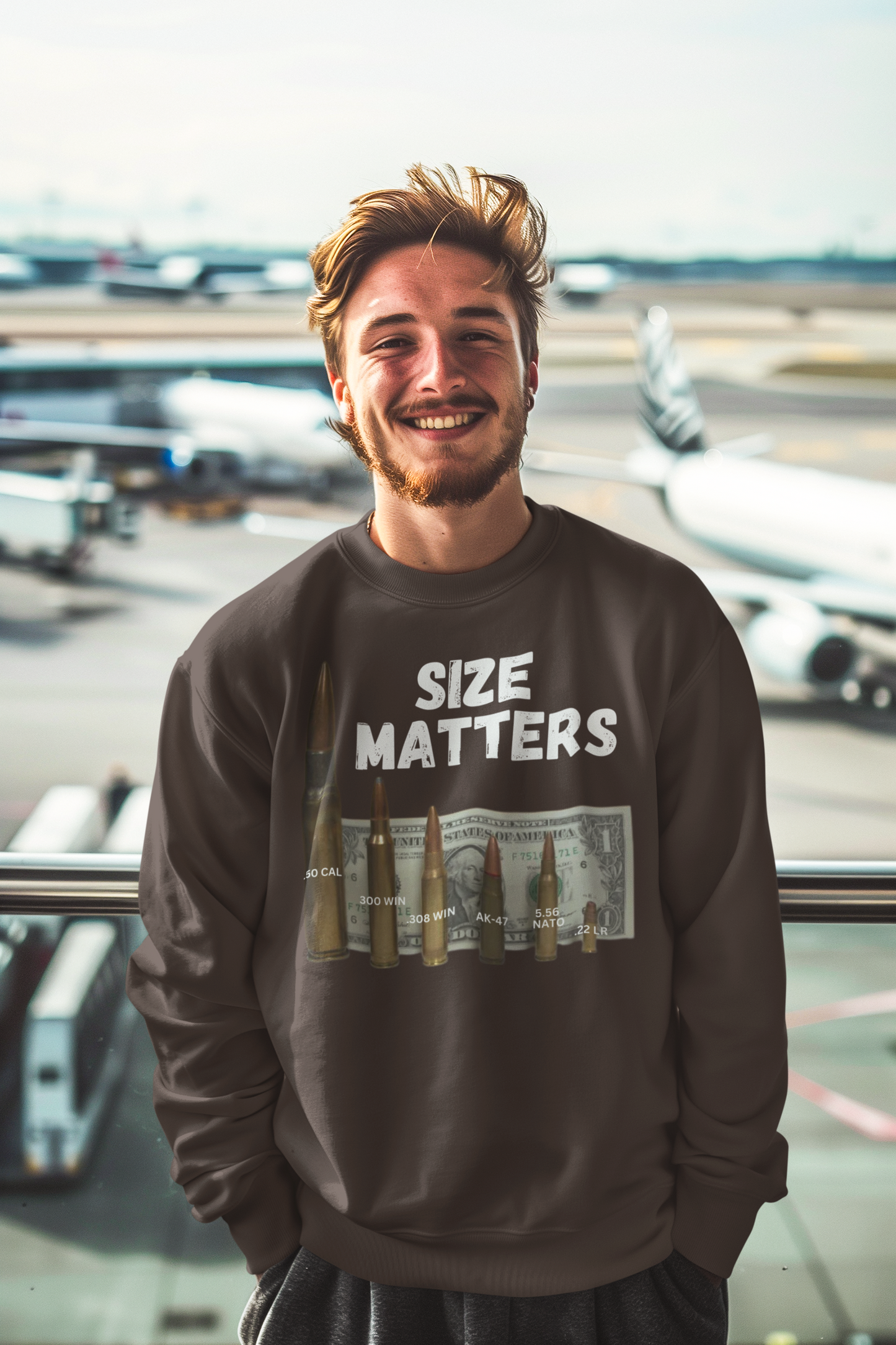 SIZE MATTERS Heavy Weight Patriotic Sweatshirt (S-5XL):  Men's Gildan 18000 - FREE SHIPPING