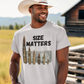SIZE MATTERS Patriotic T-Shirt (S-5XL):  Men's Medium Weight Gildan 5000 - FREE SHIPPING
