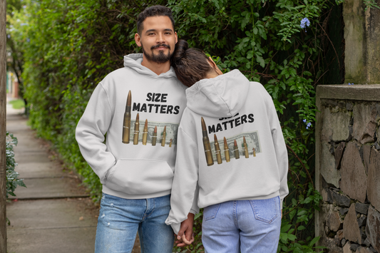 SIZE MATTERS Heavy Weight Patriotic Hoodie (S-5XL):  Men's & Women's Gildan 18500 - FREE SHIPPING