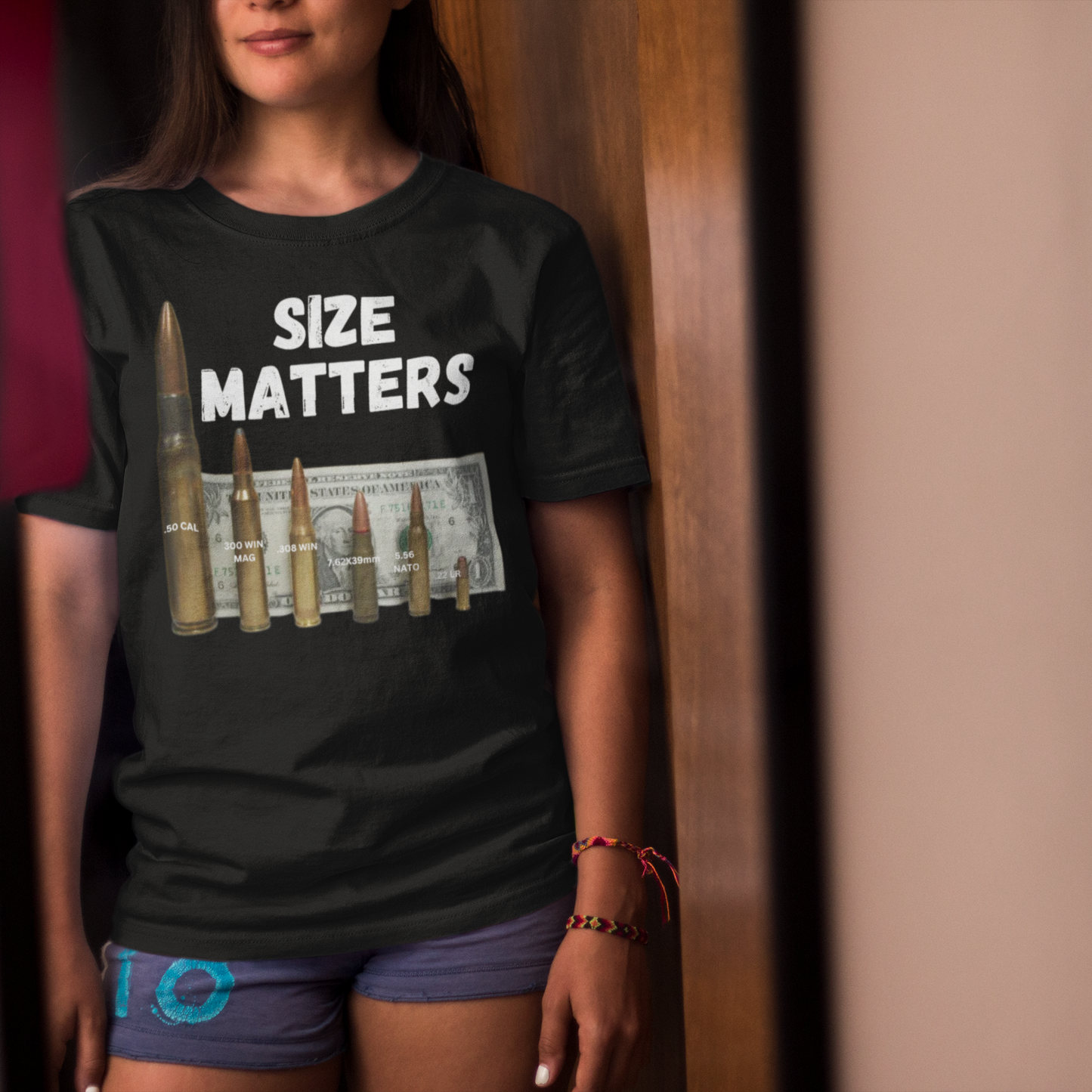 SIZE MATTERS Classic Patriotic T-Shirt (S-5XL):  Women's Medium Weight Gildan 5000 - FREE SHIPPING