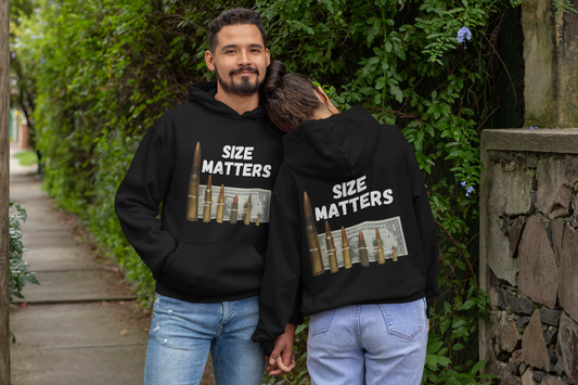 SIZE MATTERS Heavy Weight Patriotic Hoodie (S-5XL):  Men's & Women's Gildan 18500 - FREE SHIPPING