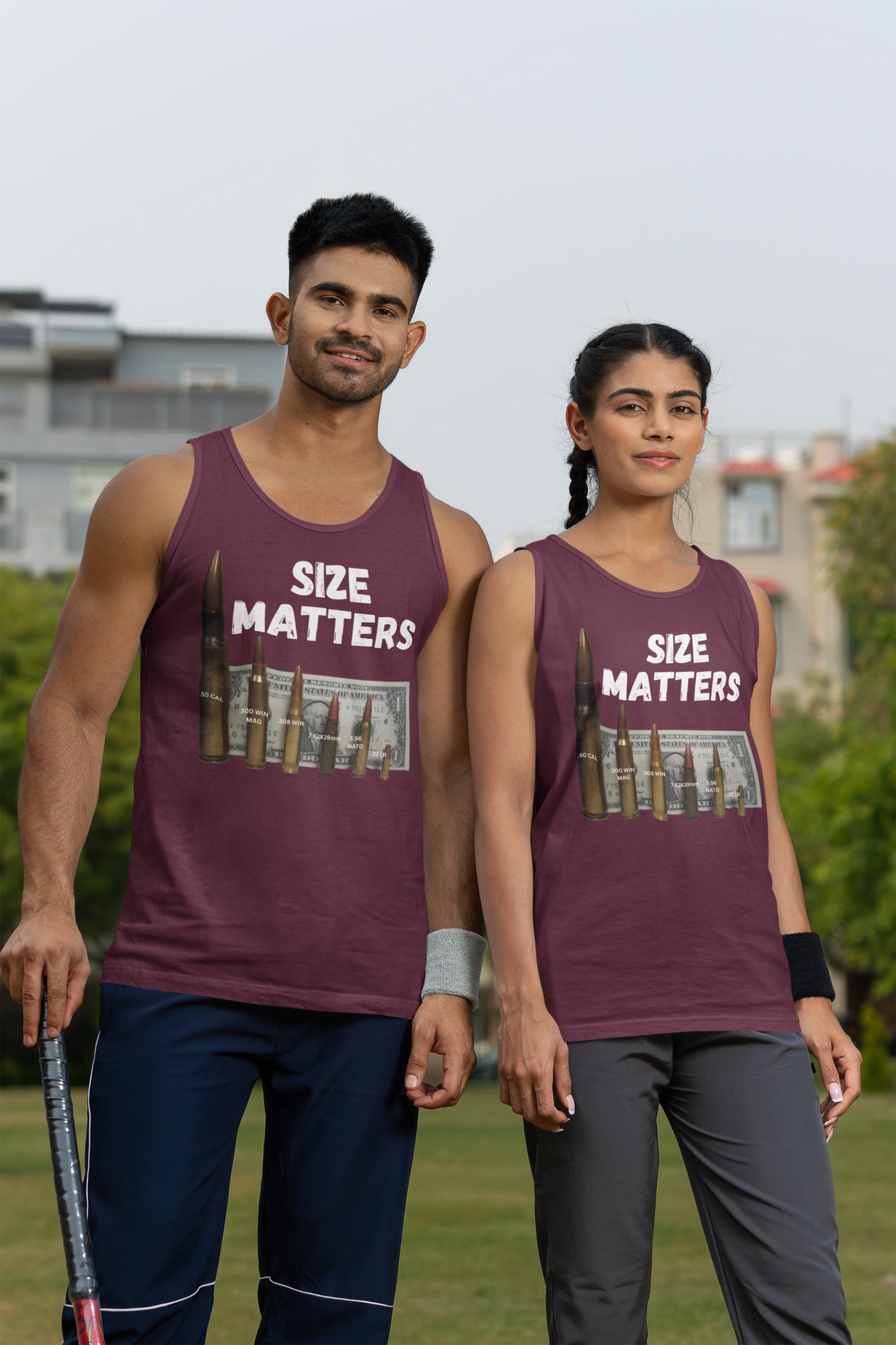 SIZE MATTERS Medium Weight Patriotic Military Tank Top (S-2XL):  Men's & Women's 5200 - FREE SHIPPING