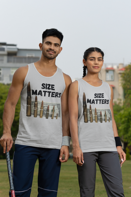 SIZE MATTERS Medium Weight Patriotic Military Tank Top (S-2XL): Men's & Women's 5200 - FREE SHIPPING