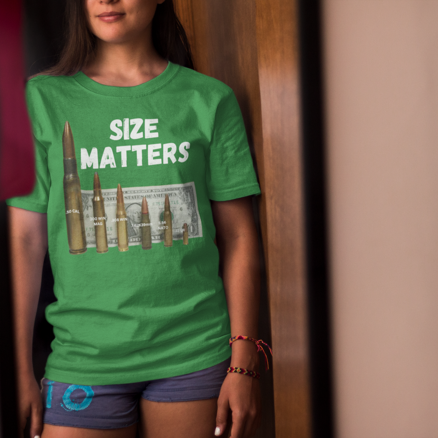 SIZE MATTERS Classic Patriotic T-Shirt (S-5XL):  Women's Medium Weight Gildan 5000 - FREE SHIPPING