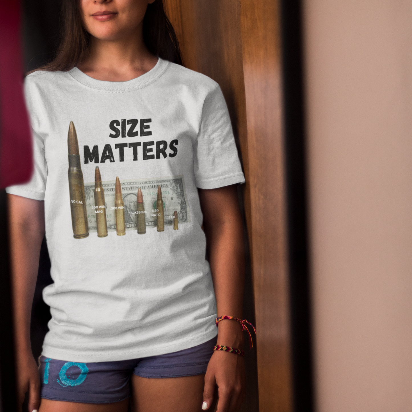 SIZE MATTERS Classic Patriotic T-Shirt (S-5XL):  Women's Medium Weight Gildan 5000 - FREE SHIPPING