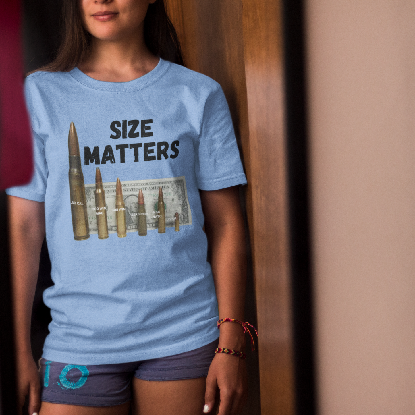 SIZE MATTERS Classic Patriotic T-Shirt (S-5XL):  Women's Medium Weight Gildan 5000 - FREE SHIPPING