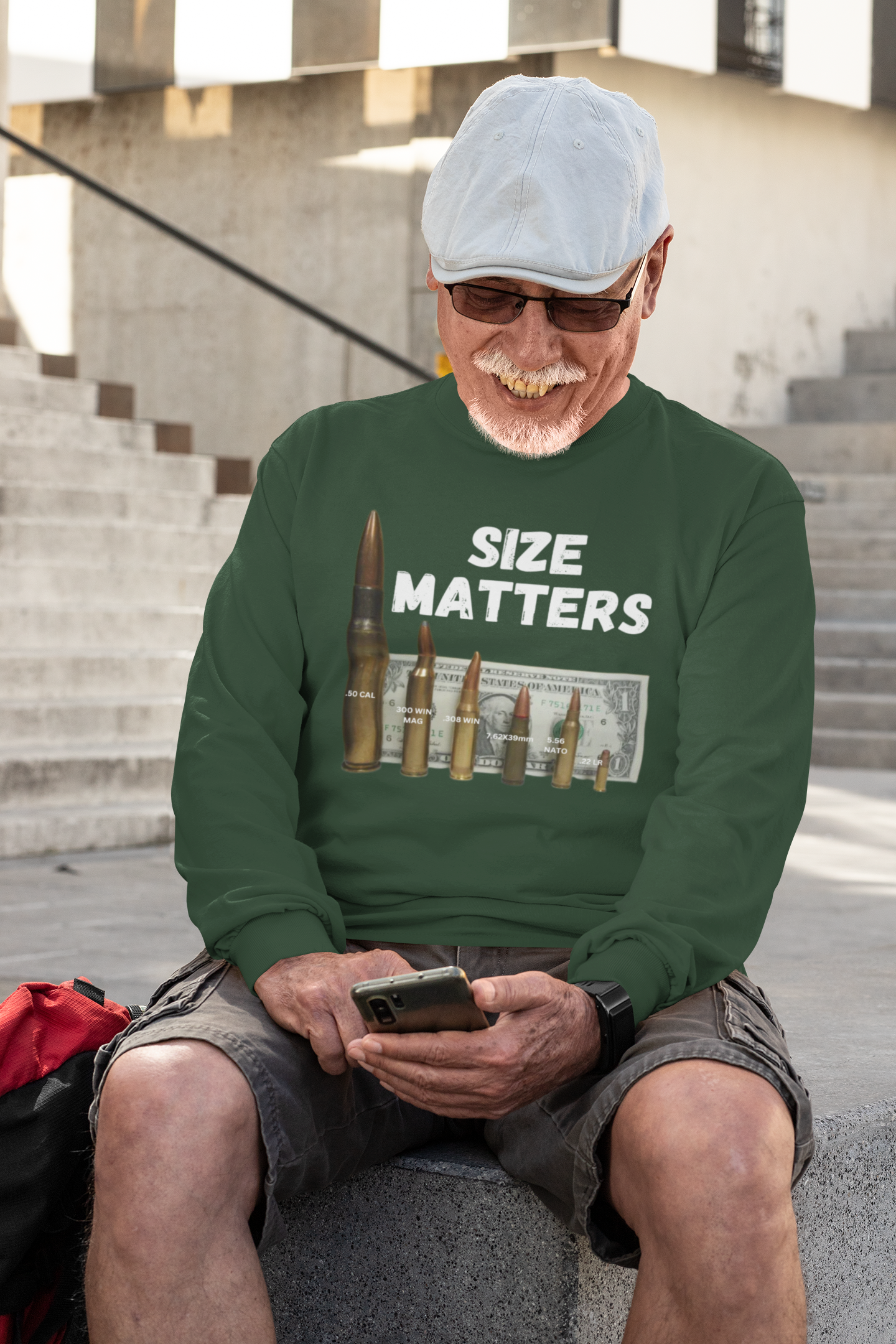 . SIZE MATTERS Heavy Weight Patriotic Military Long Sleeve T-Shirt (S-2XL):  Men's Gildan 2400 - FREE SHIPPING
