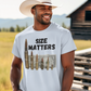 SIZE MATTERS Patriotic T-Shirt (S-5XL):  Men's Medium Weight Gildan 5000 - FREE SHIPPING