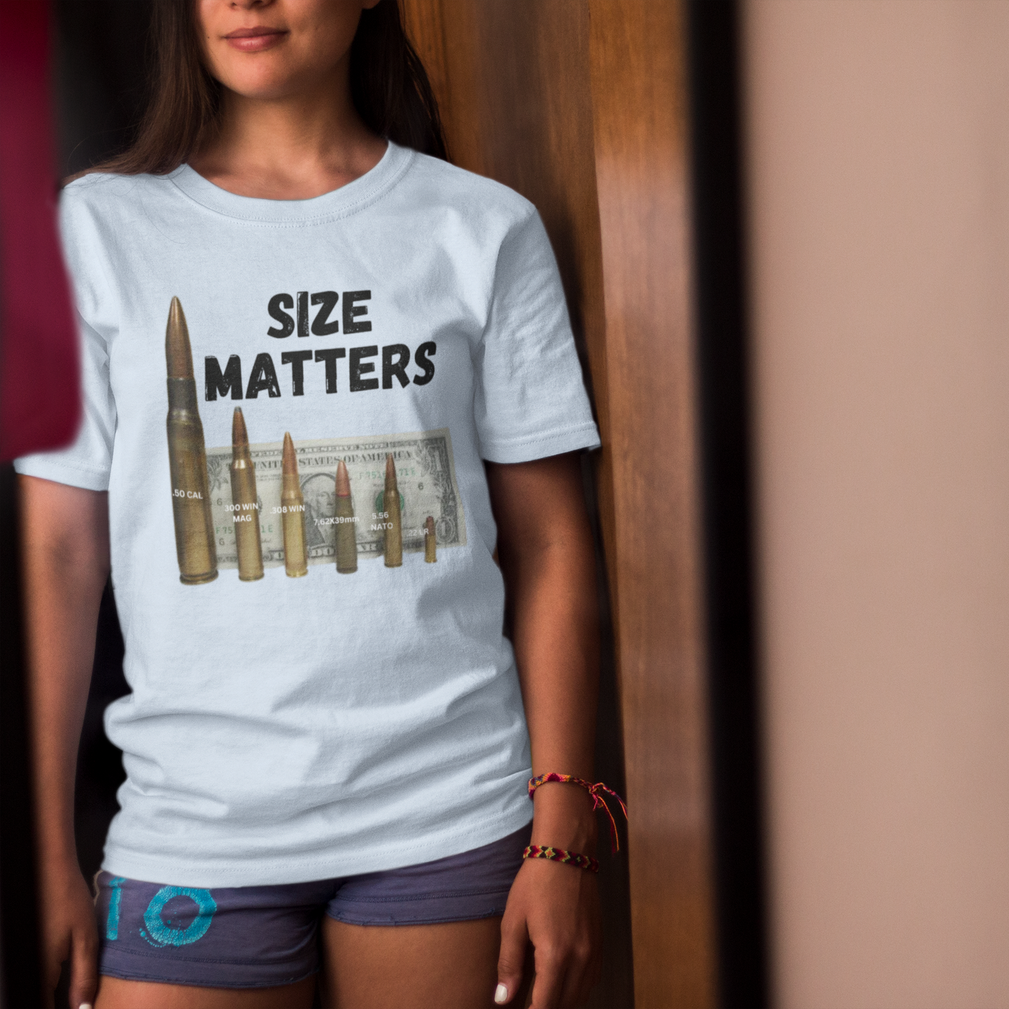 SIZE MATTERS Classic Patriotic T-Shirt (S-5XL):  Women's Medium Weight Gildan 5000 - FREE SHIPPING