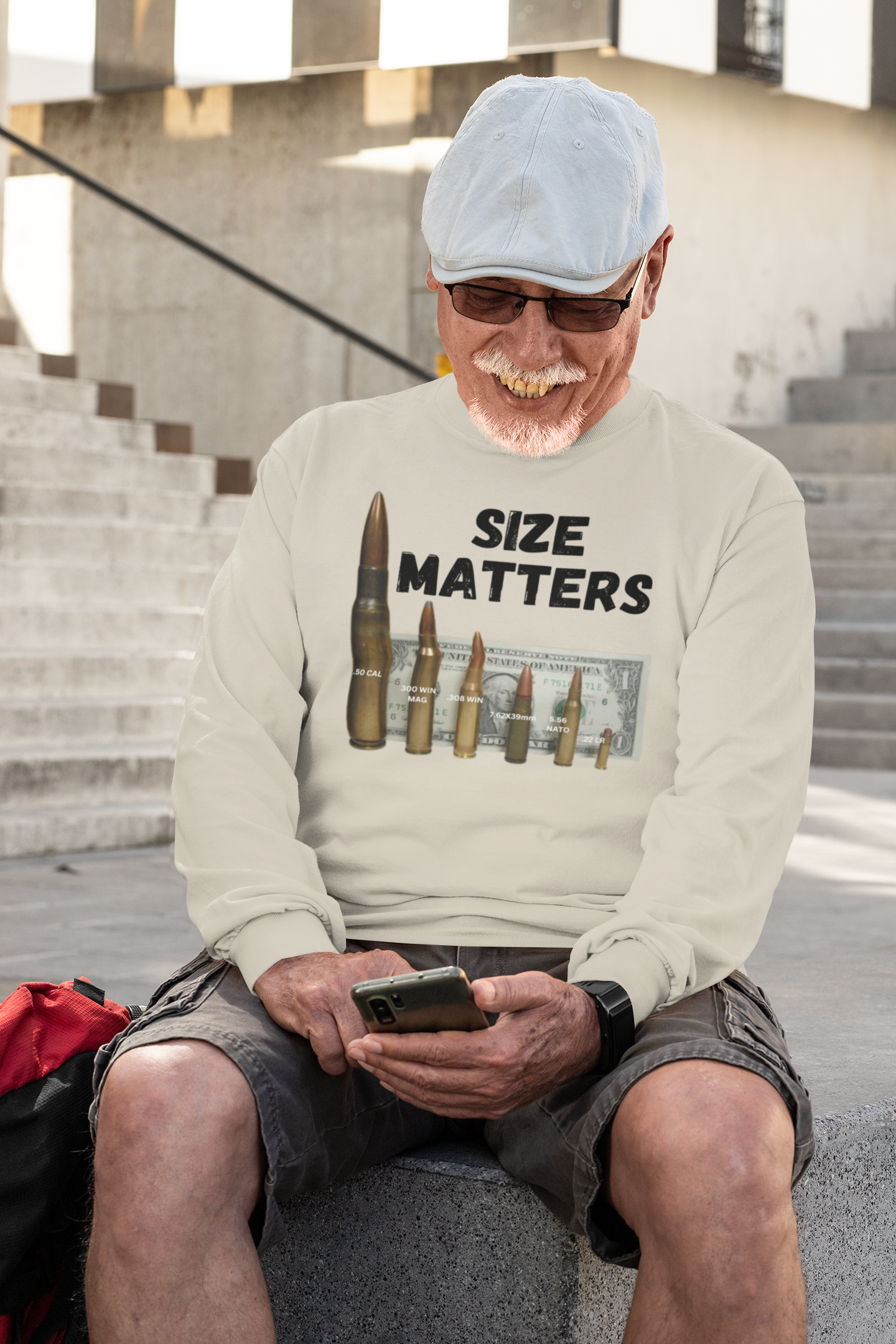 . SIZE MATTERS Heavy Weight Patriotic Military Long Sleeve T-Shirt (S-2XL):  Men's Gildan 2400 - FREE SHIPPING