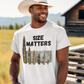SIZE MATTERS Patriotic T-Shirt (S-5XL):  Men's Medium Weight Gildan 5000 - FREE SHIPPING