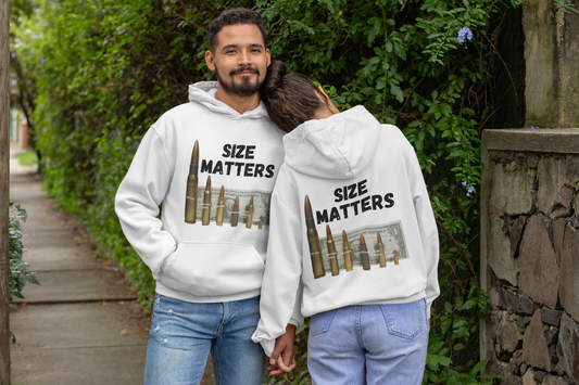 SIZE MATTERS Heavy Weight Patriotic Hoodie (S-5XL):  Men's & Women's Gildan 18500 - FREE SHIPPING