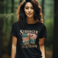 STRONGER THAN THE STORM Semi-Fitted Patriotic Christian T-Shirt (S-3XL):  Women's Gildan 5000L - FREE SHIPPING