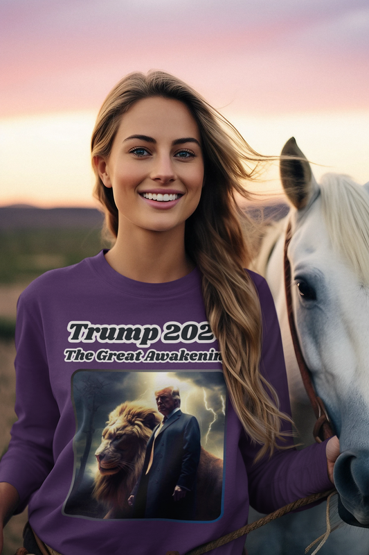 THE GREAT AWAKENING Heavy Weight Patriotic Long Sleeve T-Shirt (S-2XL):  Women's Gildan 2400 - FREE SHIPPING
