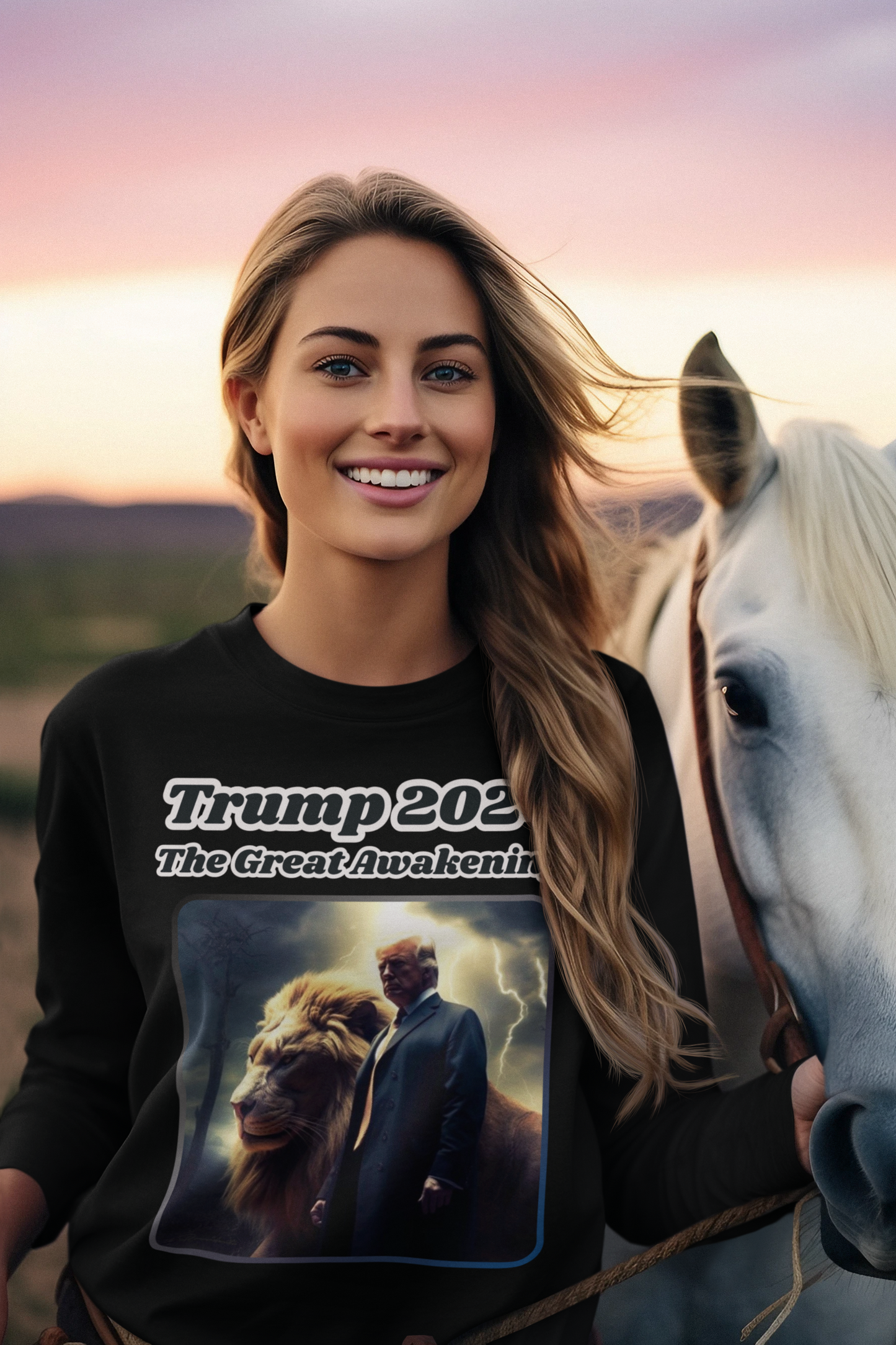 THE GREAT AWAKENING Heavy Weight Patriotic Long Sleeve T-Shirt (S-2XL):  Women's Gildan 2400 - FREE SHIPPING