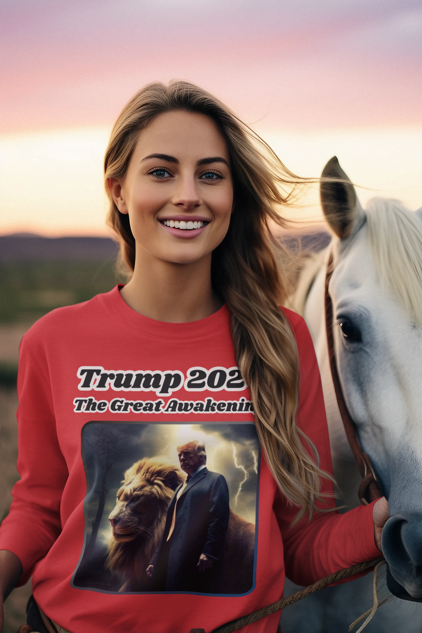 THE GREAT AWAKENING Heavy Weight Patriotic Long Sleeve T-Shirt (S-2XL):  Women's Gildan 2400 - FREE SHIPPING