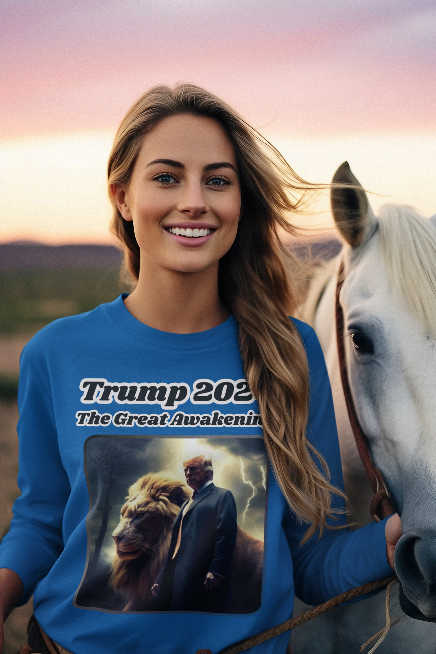 THE GREAT AWAKENING Heavy Weight Patriotic Long Sleeve T-Shirt (S-2XL):  Women's Gildan 2400 - FREE SHIPPING