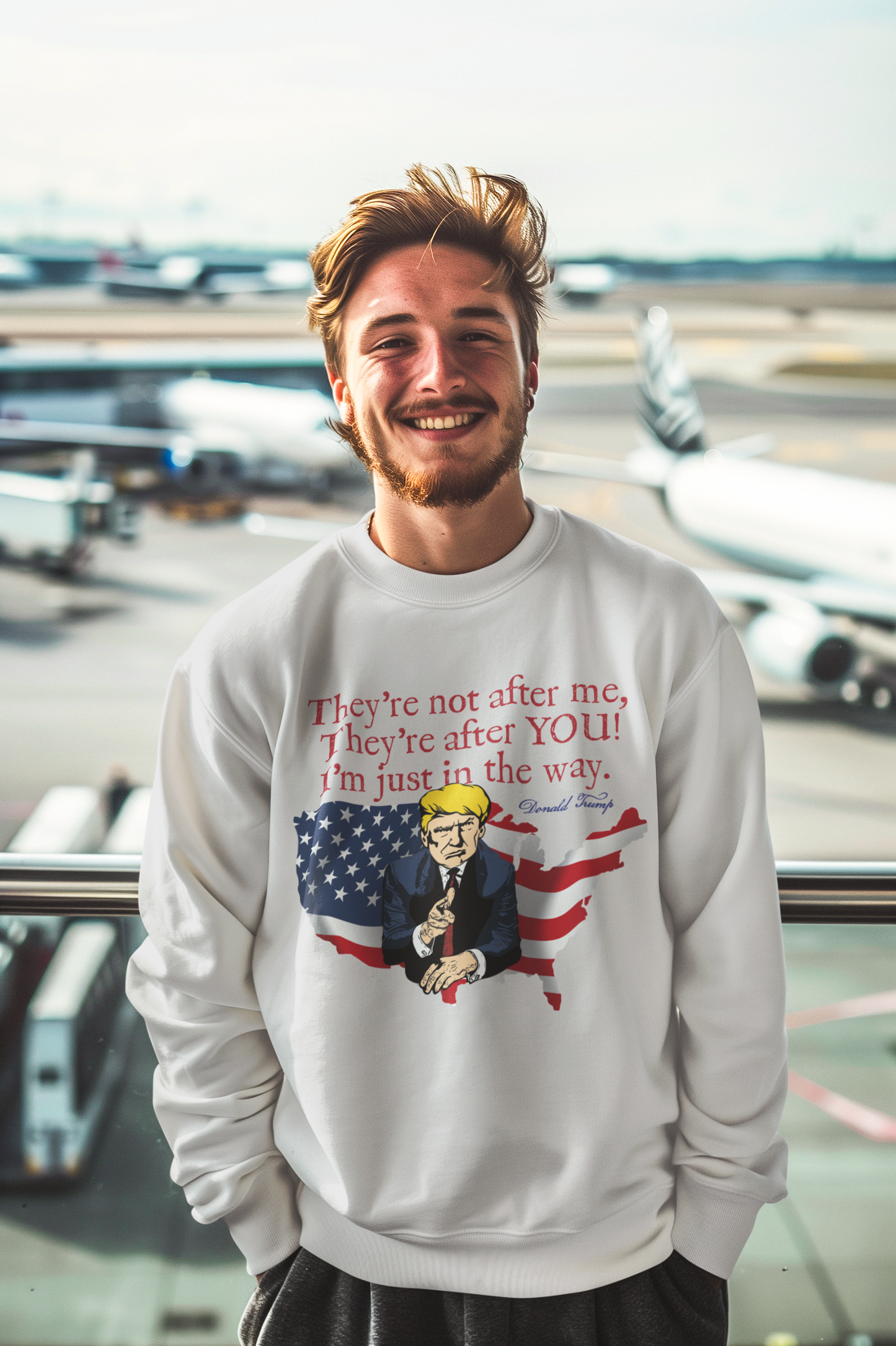TRUMP - THEY'RE AFTER YOU Heavy Weight Patriotic Sweatshirt (S-5XL):  Men's Gildan 18000 - FREE SHIPPING