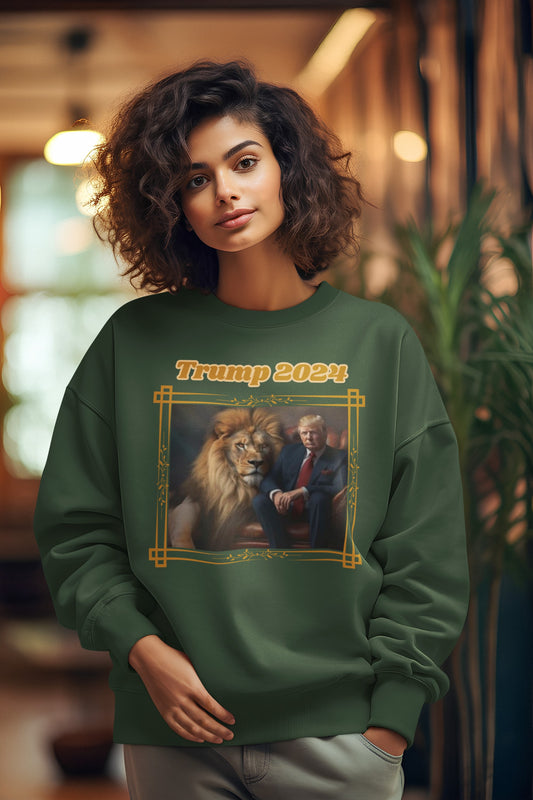 TRUMP 2024 Heavy Weight Patriotic Sweatshirt (S-5XL):  Women's Gildan 18000 - FREE SHIPPING