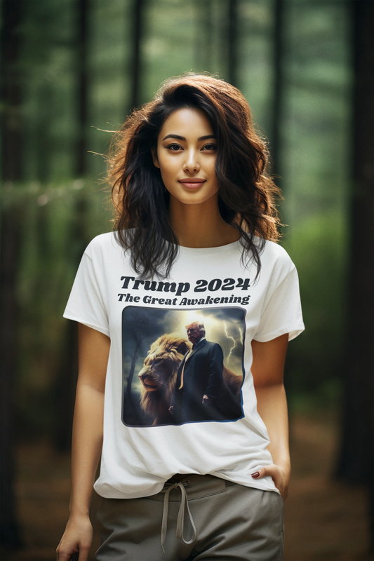 THE GREAT AWAKENING Semi-Fitted Patriotic T-Shirt (S-3XL):  Women's Gildan 5000L - FREE SHIPPING
