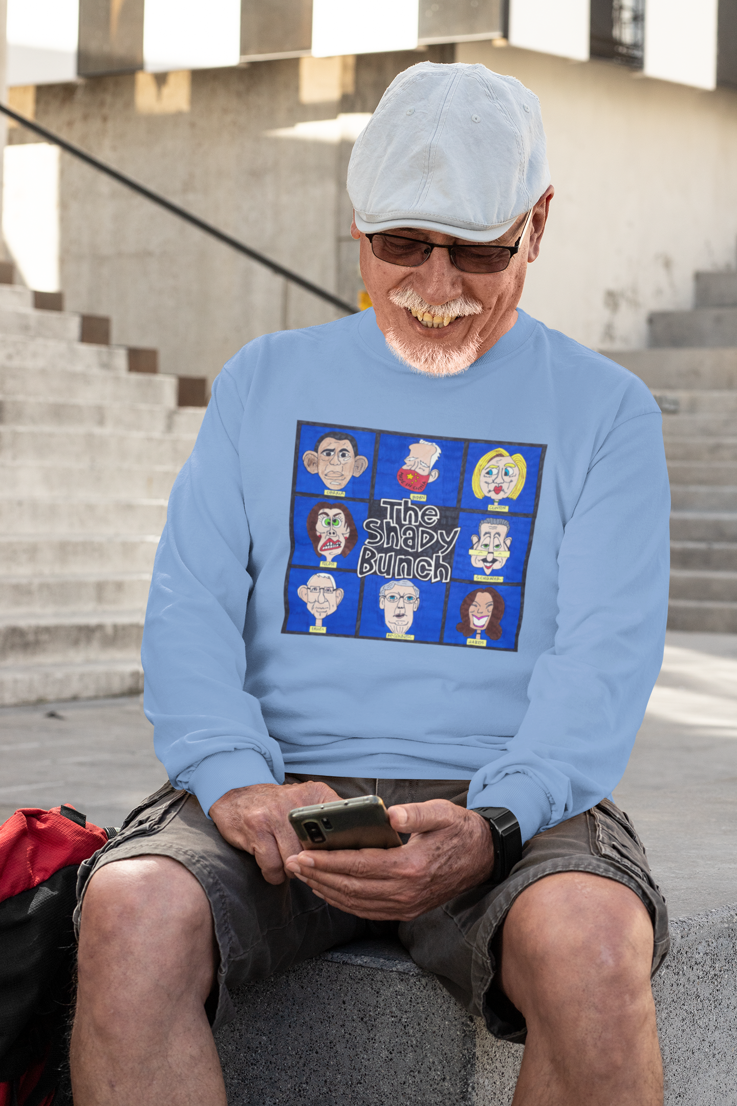 . THE SHADY BUNCH Heavy Weight Patriotic Long Sleeve T-Shirt (S-2XL):  Men's Gildan 2400 - FREE SHIPPING