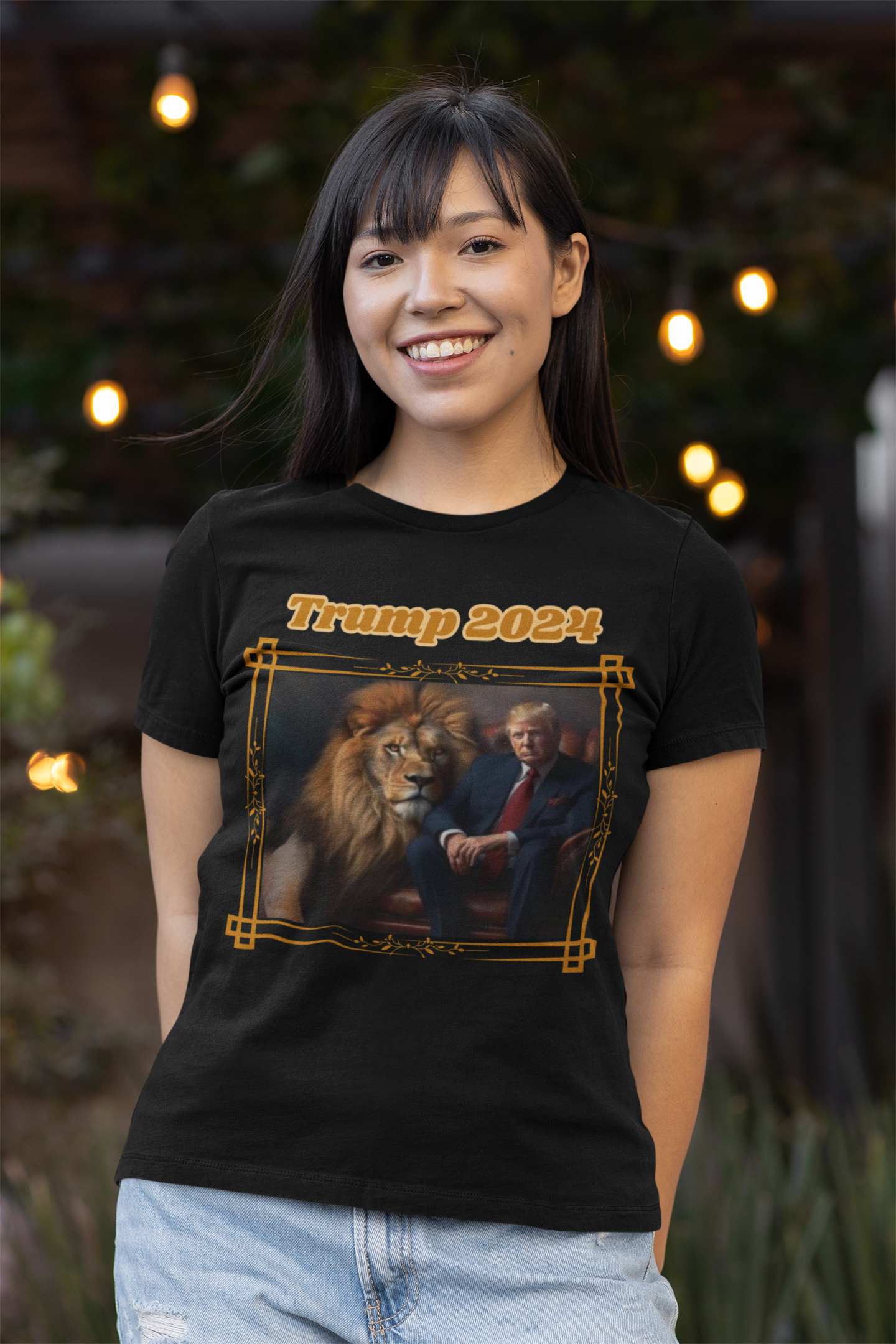 TRUMP 2024 Fitted Patriotic T-Shirt (S-2XL):  Women's Bella+Canvas 6004 - FREE SHIPPING