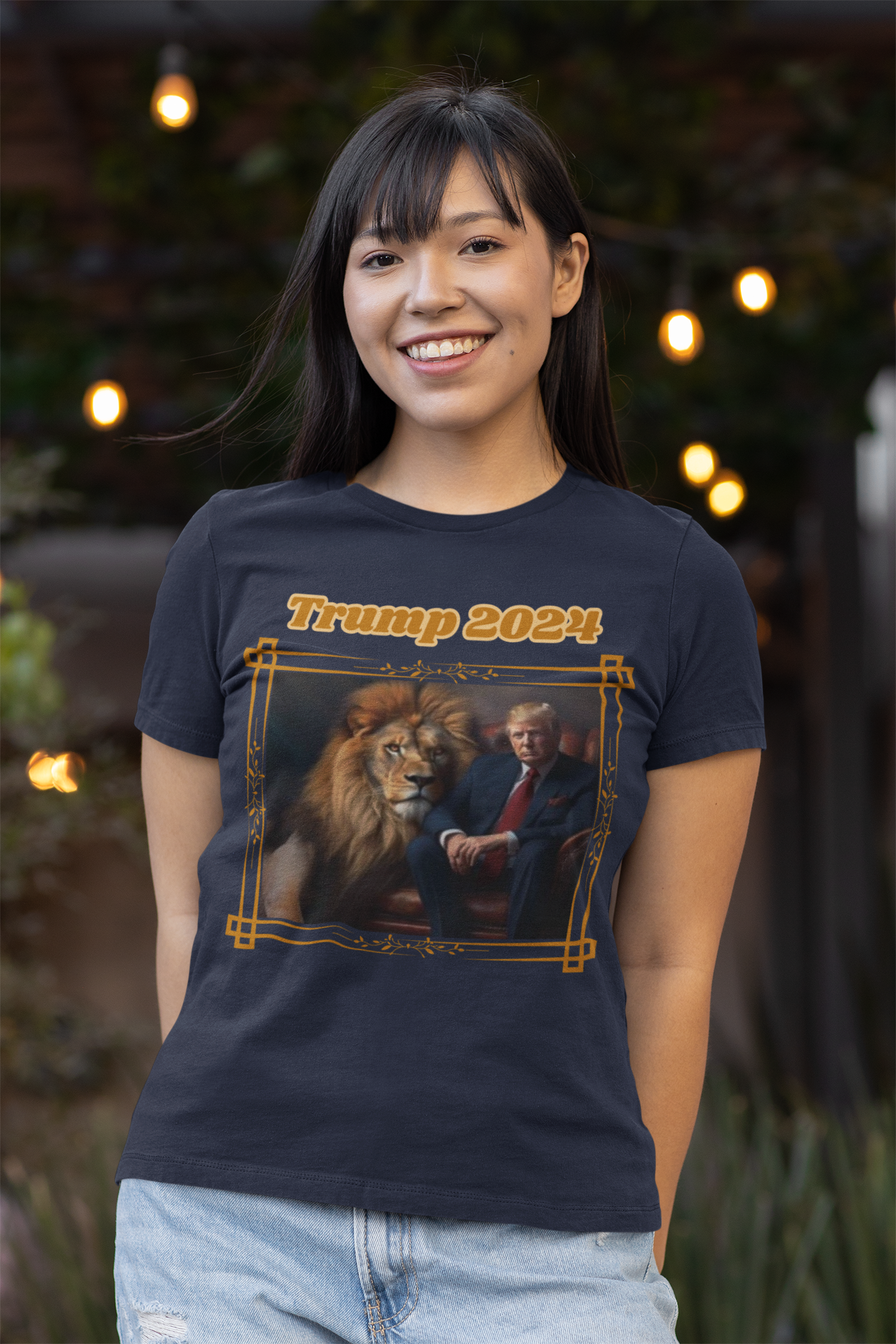 TRUMP 2024 Fitted Patriotic T-Shirt (S-2XL):  Women's Bella+Canvas 6004 - FREE SHIPPING
