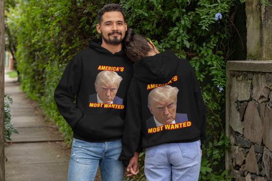 TRUMP MUG SHOT Heavy Weight Patriotic Hoodie (S-5XL):  Men's & Women's Gildan 18500 - FREE SHIPPING