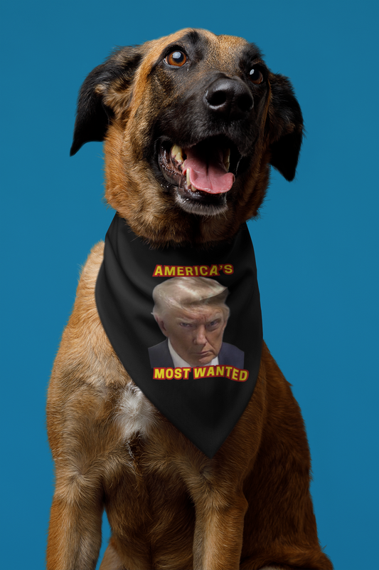 TRUMP MUG SHOT - Large Dog Bandana (Collar Size 15-23" Weight 50-75lbs)