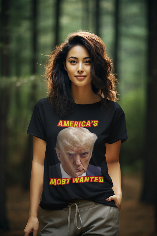 TRUMP MUG SHOT Semi-Fitted Patriotic T-Shirt (S-3XL):  Women's Gildan 5000L - FREE SHIPPING