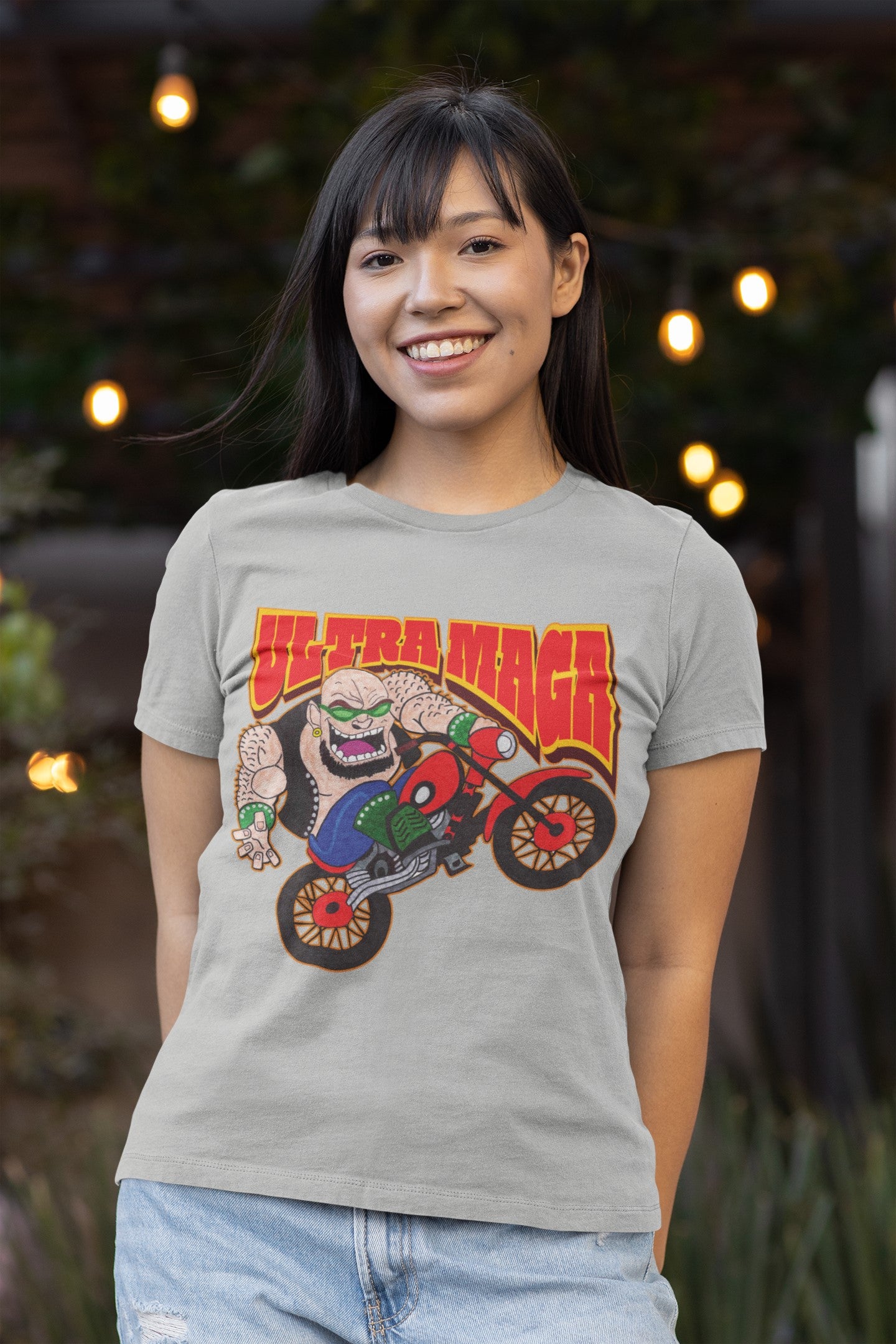 ULTRA MAGA Fitted Patriotic Biker T-Shirt (S-2XL):  Women's Bella+Canvas 6004 - FREE SHIPPING