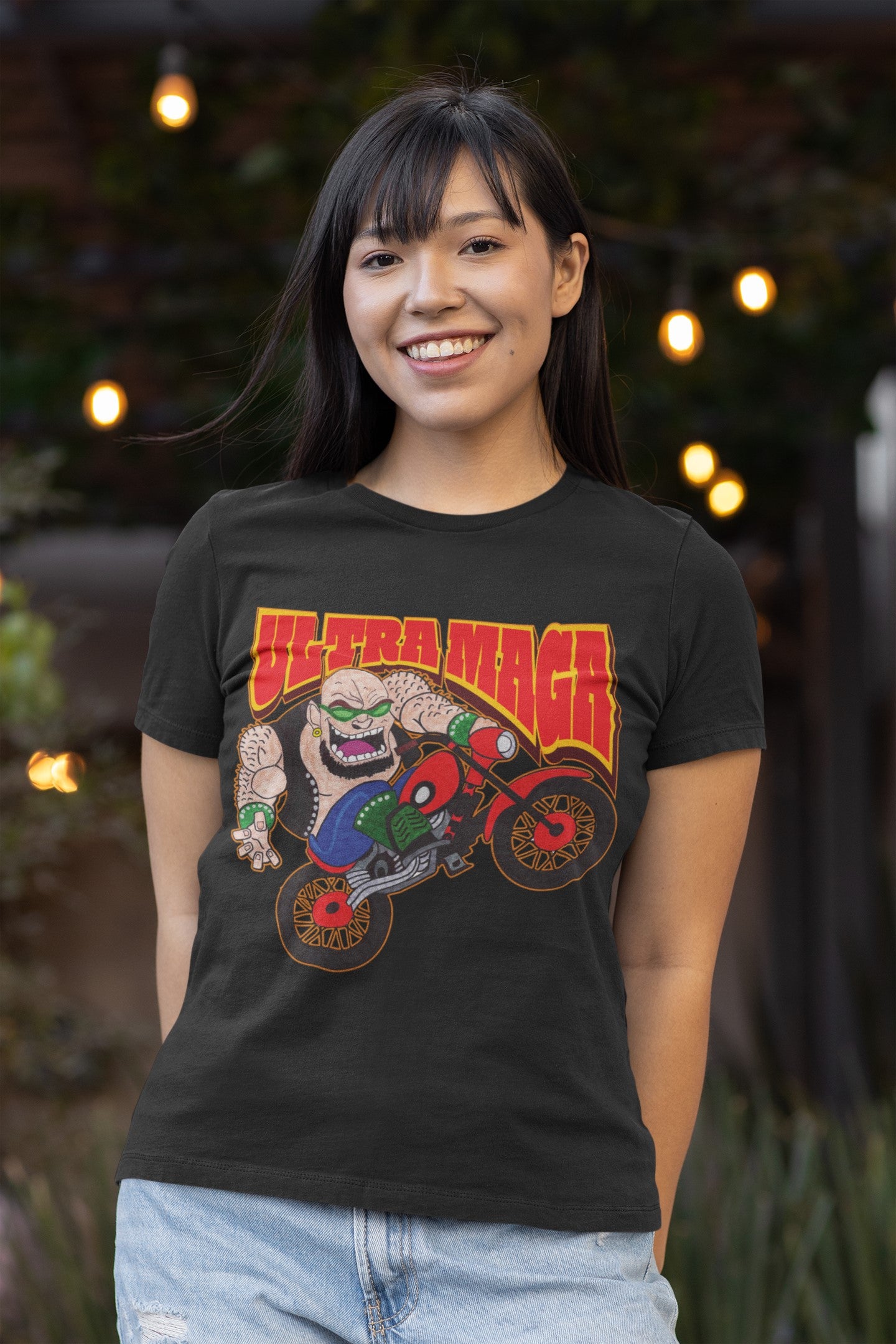 ULTRA MAGA Fitted Patriotic Biker T-Shirt (S-2XL):  Women's Bella+Canvas 6004 - FREE SHIPPING
