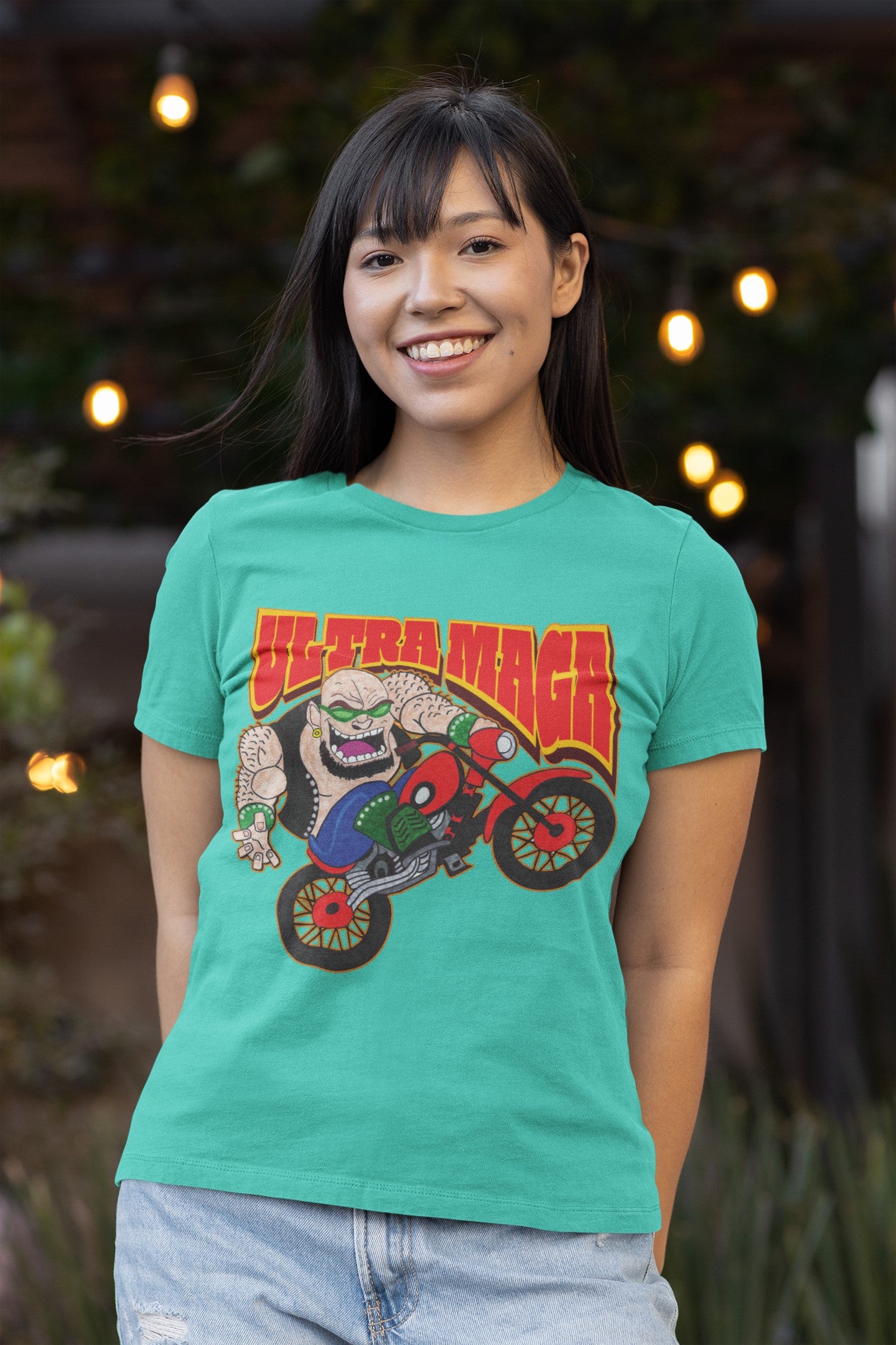 ULTRA MAGA Fitted Patriotic Biker T-Shirt (S-2XL):  Women's Bella+Canvas 6004 - FREE SHIPPING