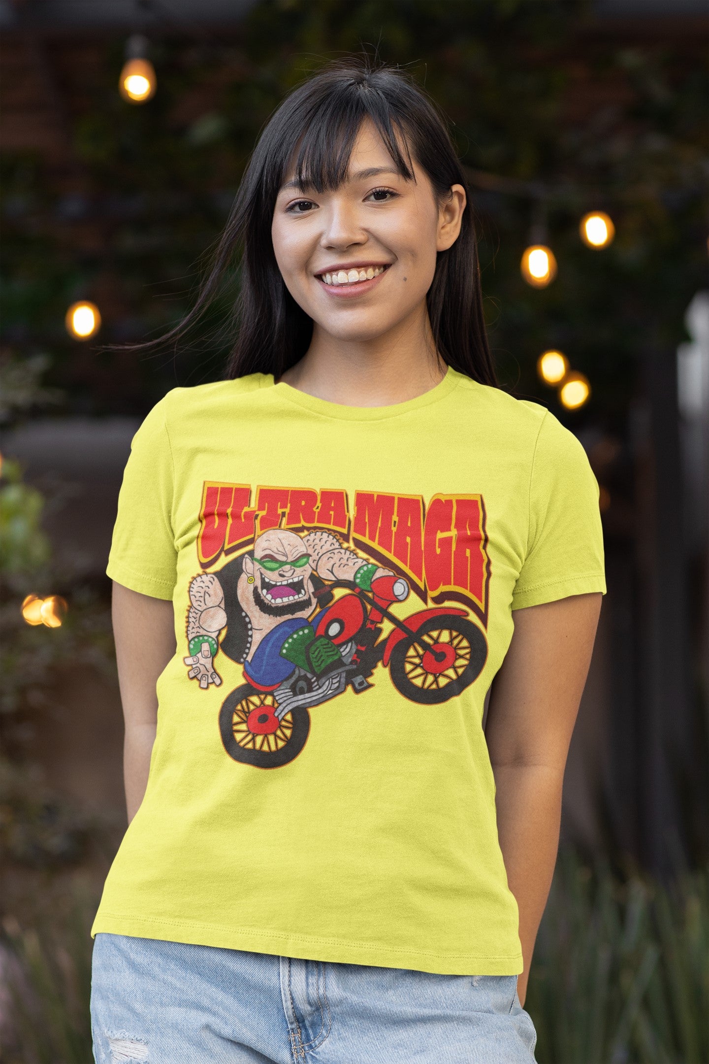 ULTRA MAGA Fitted Patriotic Biker T-Shirt (S-2XL):  Women's Bella+Canvas 6004 - FREE SHIPPING