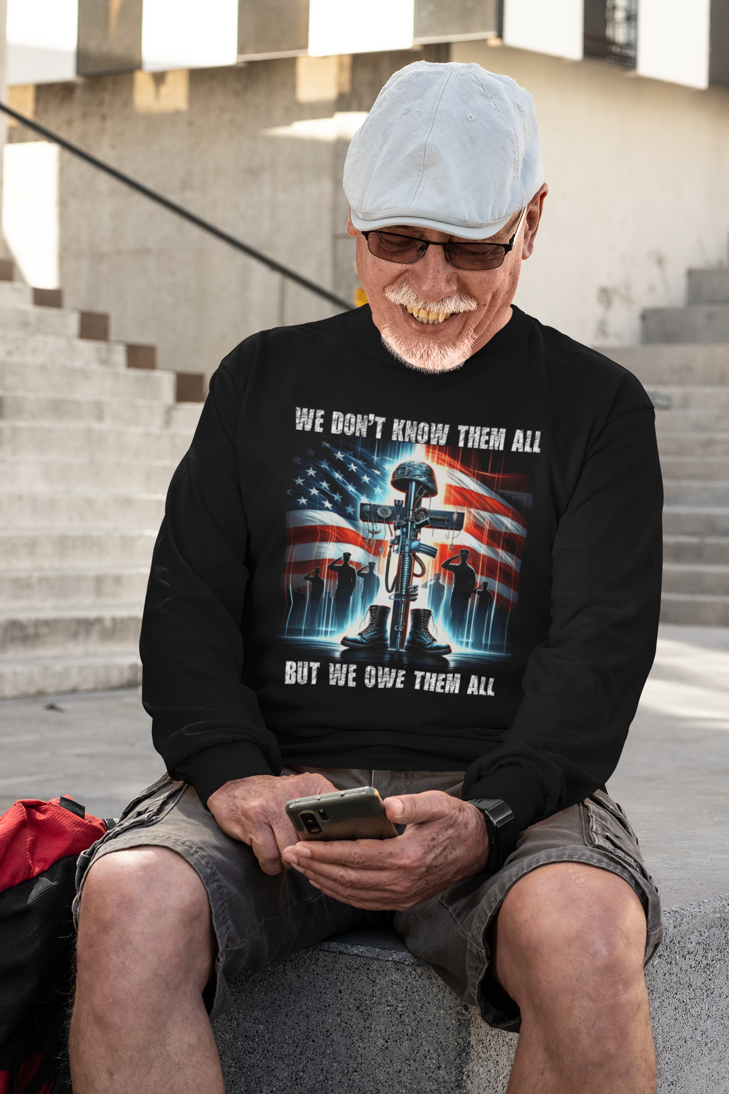 . WE OWE THEM ALL Heavy Weight Patriotic Military Long Sleeve T-Shirt (S-2XL):  Men's Gildan 2400 - FREE SHIPPING