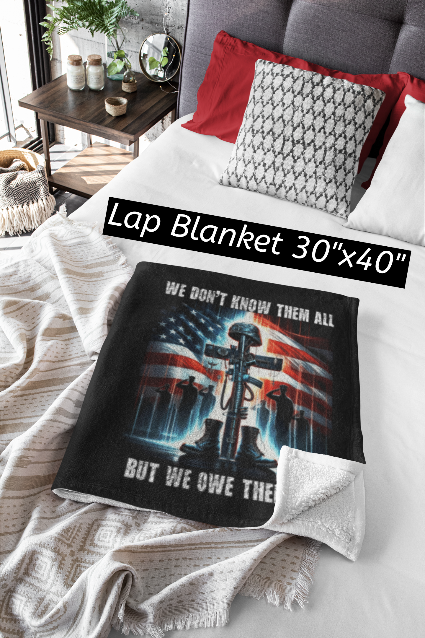 WE OWE THEM ALL Light Weight Patriotic Christian Velveteen Plush Blanket (3 sizes available) - FREE SHIPPING