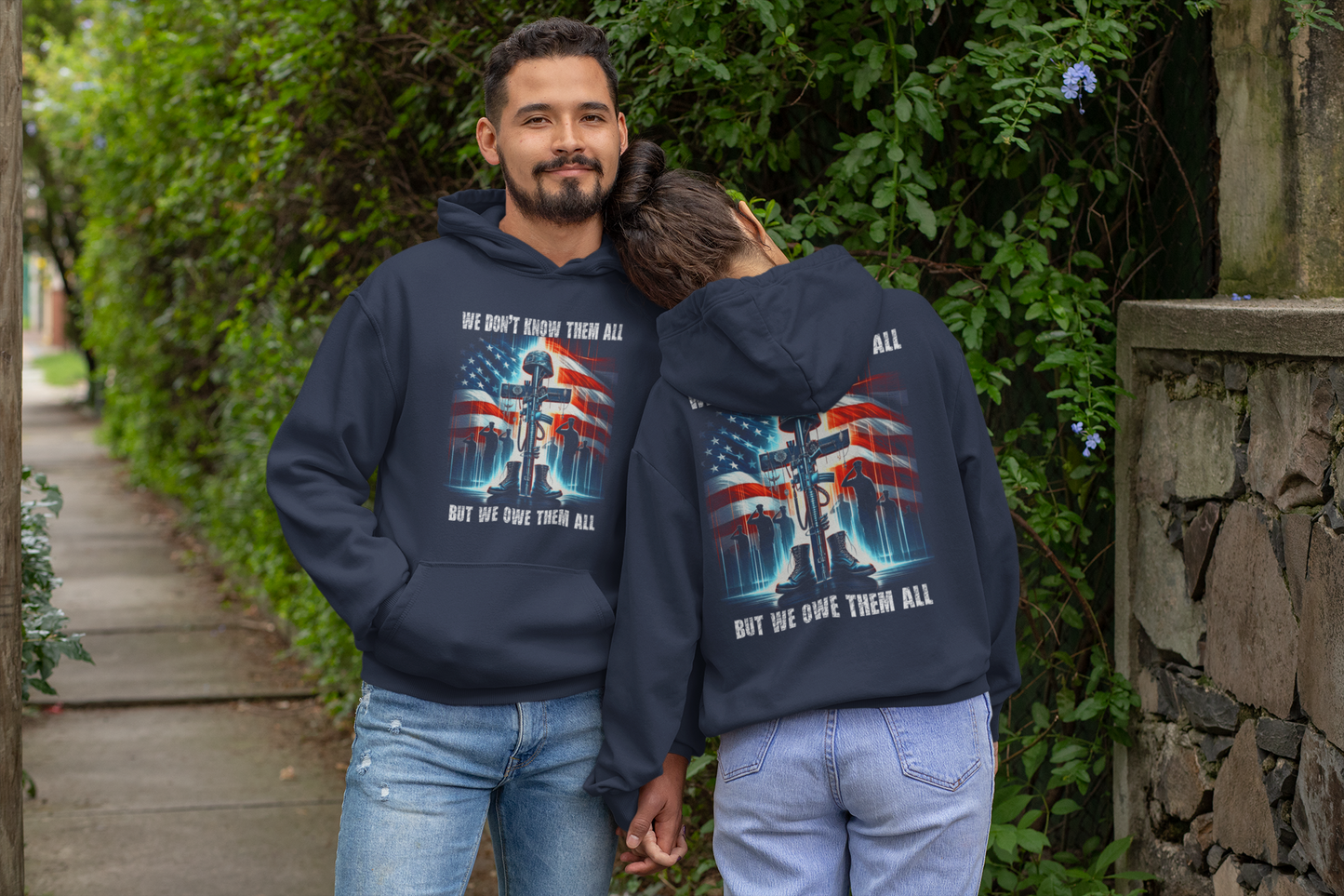 WE OWE THEM ALL Heavy Weight Patriotic Military Hoodie (S-5XL):  Men's & Women's Gildan 18500 - FREE SHIPPING