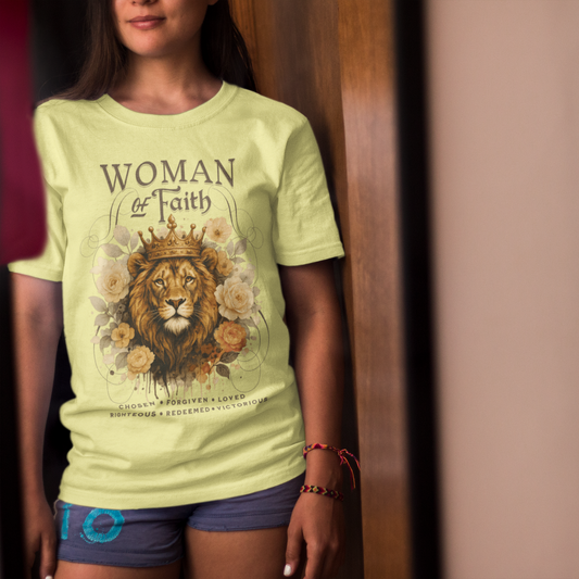 WOMAN OF FAITH Classic Christian T-Shirt (S-5XL):  Women's Medium Weight Gildan 5000 - FREE SHIPPING