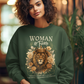 WOMAN OF FAITH Heavy Weight Christian Sweatshirt (S-5XL):  Women's Gildan 18000