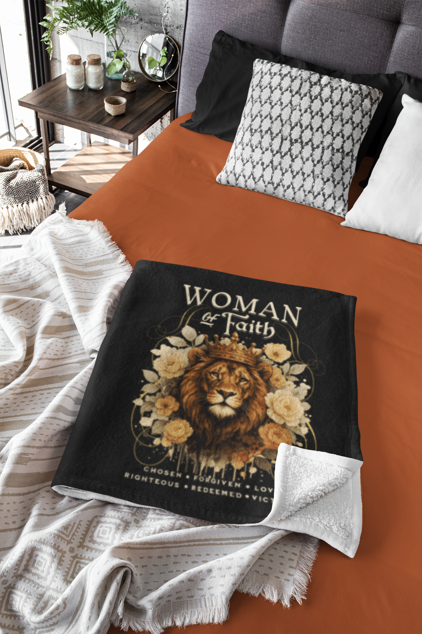WOMAN OF FAITH Light Weight Christian Velveteen Plush Blanket (3 sizes available) - FREE SHIPPING