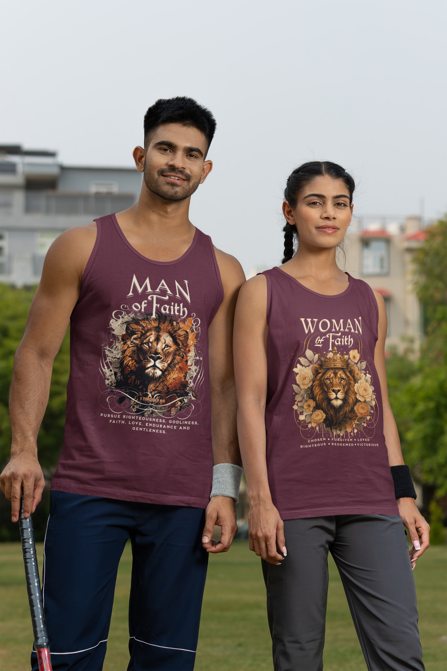 MAN OF FAITH Medium Weight Patriotic Military Tank Top (S-2XL):  Men's & Women's 5200 - FREE SHIPPING